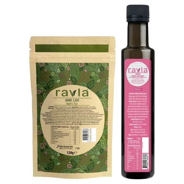 Ravla 2'li Ürün - Anne Çayı - 120g / Lohusa Bitkisel Yağ Karışım - 250ml - Görsel 5