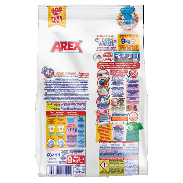 Arex Matik Renkliler ve Beyazlar 9 kg Toz Deterjan - Görsel 7
