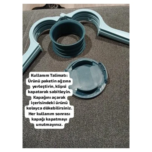 Kapaklı Kilitli Tazeliği Koruyan Gıda Bakliyat Paket Klipsi Ambalaj Poşet Torba Kapatma Aparatı - Görsel 6