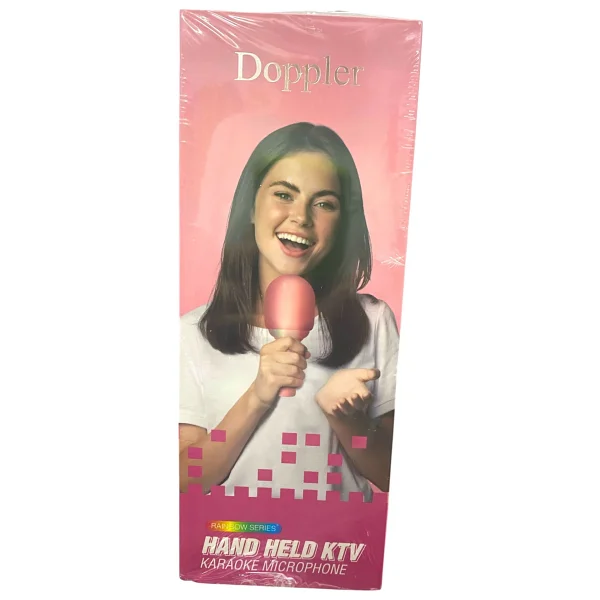 Doppler Rainbow Pembe Karaoke Mikrofonu Ledli Ses Değiştirme Özellikli Işıklı Yeni - Görsel 6
