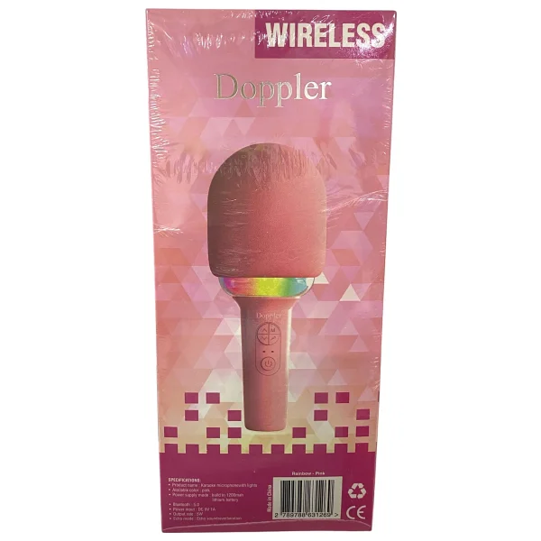 Doppler Rainbow Pembe Karaoke Mikrofonu Ledli Ses Değiştirme Özellikli Işıklı Yeni - Görsel 7
