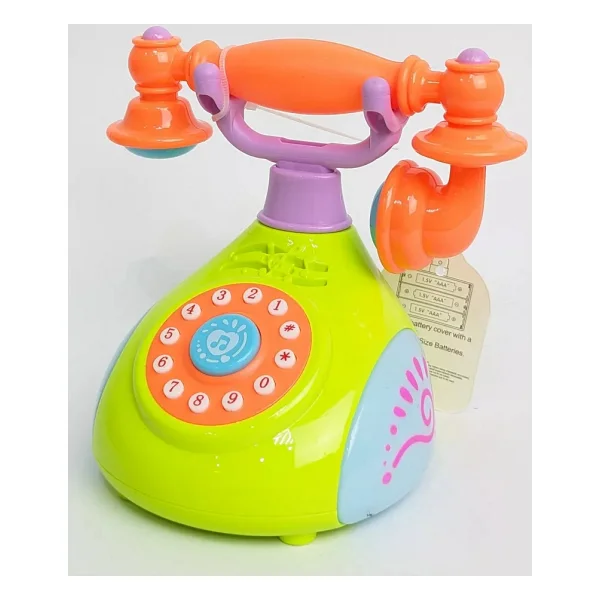 Klasik Stil Pilli Müzikli Çocuk Telefonu - Renkli - Görsel 4