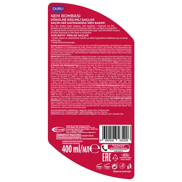 Duru Nem Bombası 400 ml Saç Dökülmesine Karşı Şampuan - Görsel 6