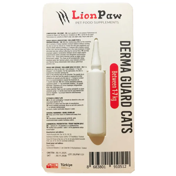 Lion Paw Kediler Için Ense Deri Damlası Pire Bit Kene Deri Bakımı Için Bitkisel Damla 5x1 ml - Açık Mavi - Kırmızı - Görsel 4