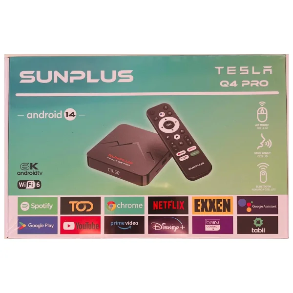 Sunplus Tesla Q4 Pro 32 GB 6K Android TV Box - Görsel 3