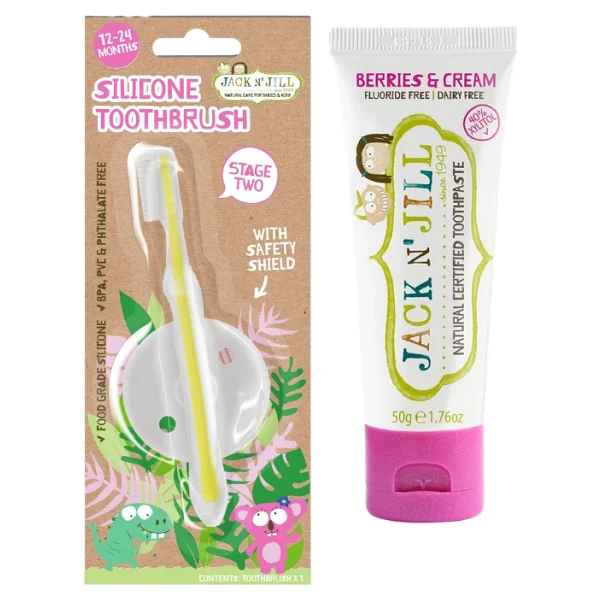Jack N Jill Bebek Diş Fırçalama Seti (Silikon Diş Fırçası + Orman Meyveli Macun 50g) - Görsel 4