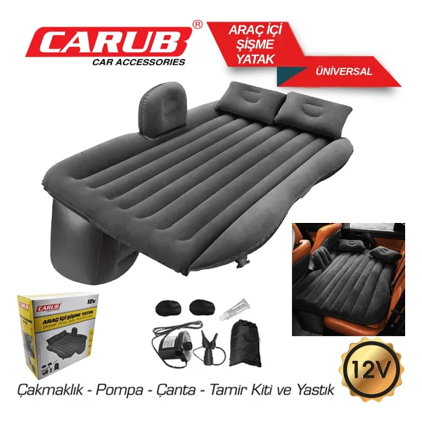 CARUB Araç İçi 12V Şişme Yatak Pompa + Yastık Seti - Görsel 3