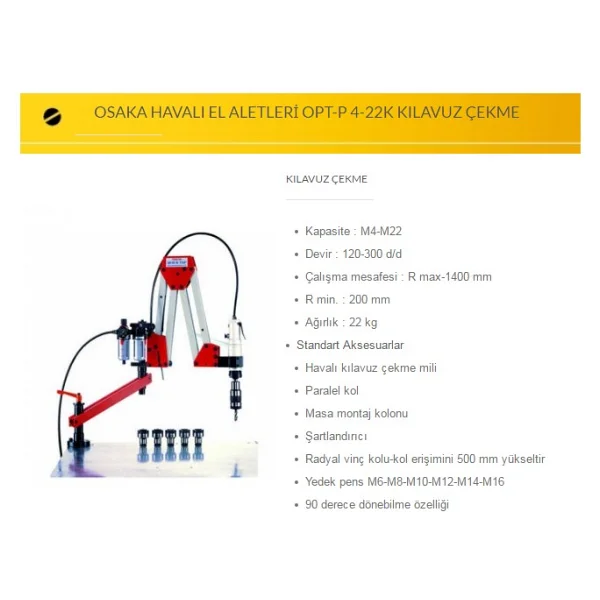 Osaka OPT-P 4-22K Havalı Kılavuz Çekme - Görsel 2