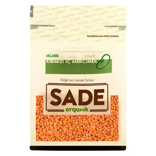 Sade Organik 500 gr Kırmızı İç Mercimek - Görsel 2