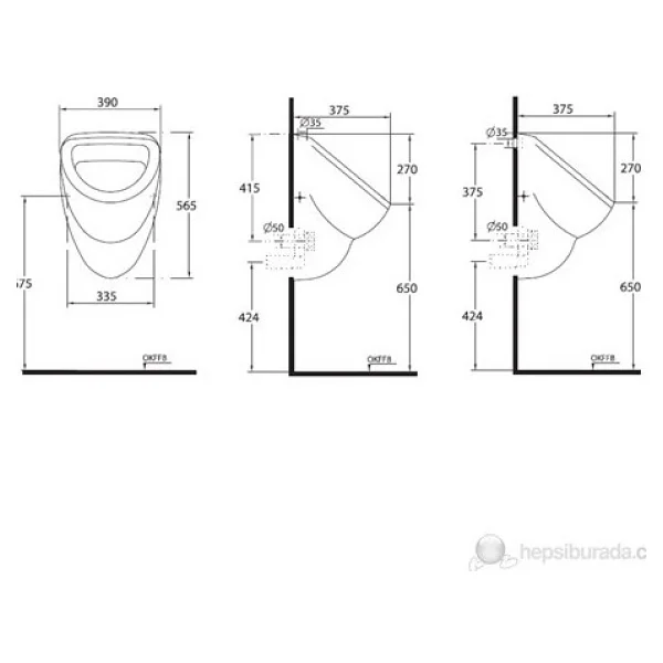 ECE BANYO Gizli Giderli Pisuvar - Görsel 2