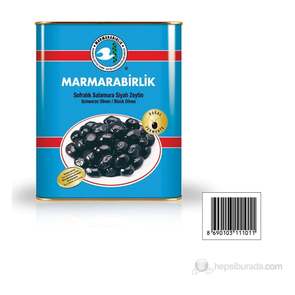 Marmarabirlik Doğal Salamura 10 kg M (261-290) Teneke Siyah Zeytin - Görsel 2