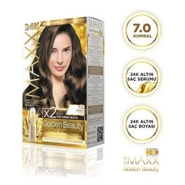 Maxx Deluxe Golden Altın İçerikli Saç Boyası 7.0 Kumral - Görsel 3