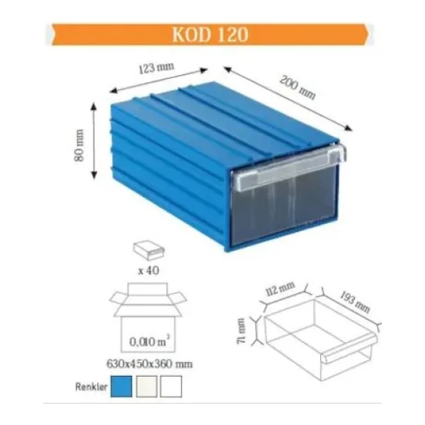 Sembol 120 Plastik Çekmeceli Kutu 123X200X80MM (30 Adet) - Görsel 4