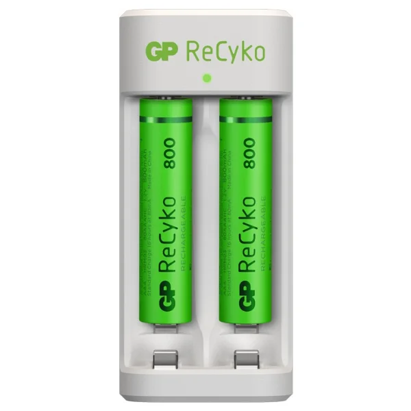 GP E211 Usb Pil Şarj Cihazı + 800 mAh AAA 2'li Şarjlı İnce Kalem Pil - Görsel 2