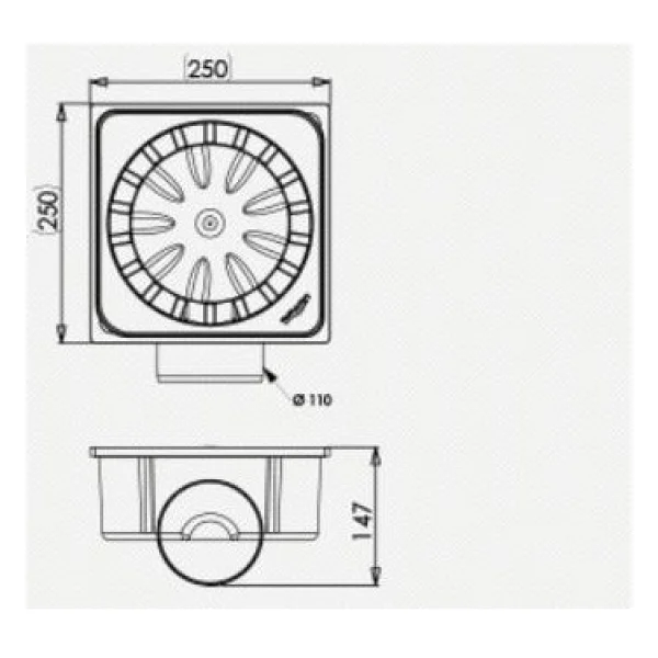 Lüxwares 25 x 25 Çamur Süzgeci Yer Sifonu Ø 100 Lük Yandan Çıkışlı - Görsel 2