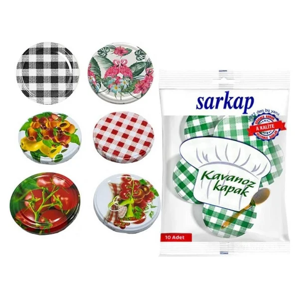Sarkap Hijyenik Paketli 10 Adet Kavanoz Kapağı Karışık Desen Gönderimli - Görsel 2