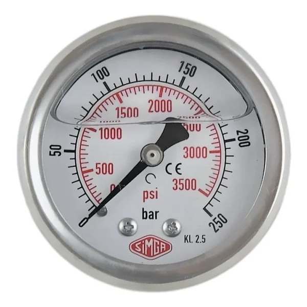 Simga Çap Ø63 mm Arkadan Bağlantılı Gliserinli Manometre - 0-1 bar - Görsel 6