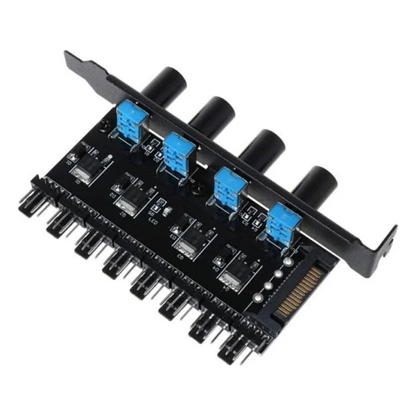 Keepro 8 kanal 4 pin PC fan çoklayıcı düğmeli hız kontrol cihazı - Görsel 3