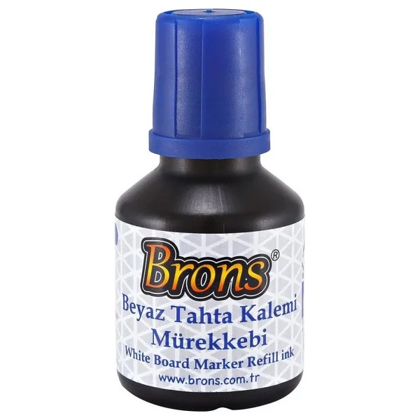 Brons Beyaz Tahta Kalemi Mürekkebi - 3 Adet (Siyah, Mavi, Kırmızı) 30 ml, Canlı Renkler, Kolay Silinen, Desensiz - Görsel 3