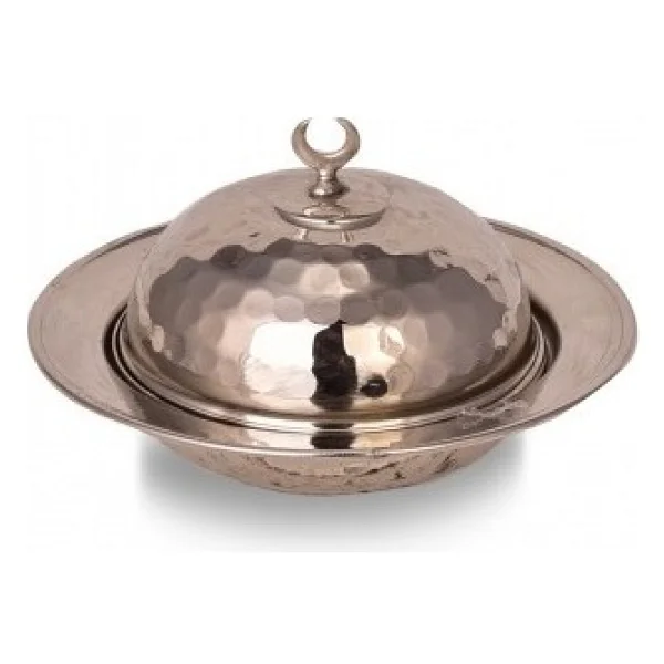 Turna Bakır Saka Yuvarlak Lokumluk 11 CM El Dövme Nikel TURNA5809-2 - Görsel 4