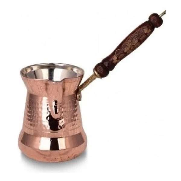 Turna Bakır Sultan Cezve 1 No Kalın Ahşap Kulp 2 Fincan Makine Dövme Kırmızı TURNA1250-1 - Görsel 6