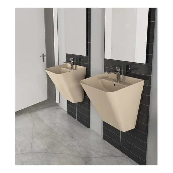 İsvea Sott Aqua 50 cm Asma Fildişi Monoblok Lavabo - Görsel 2