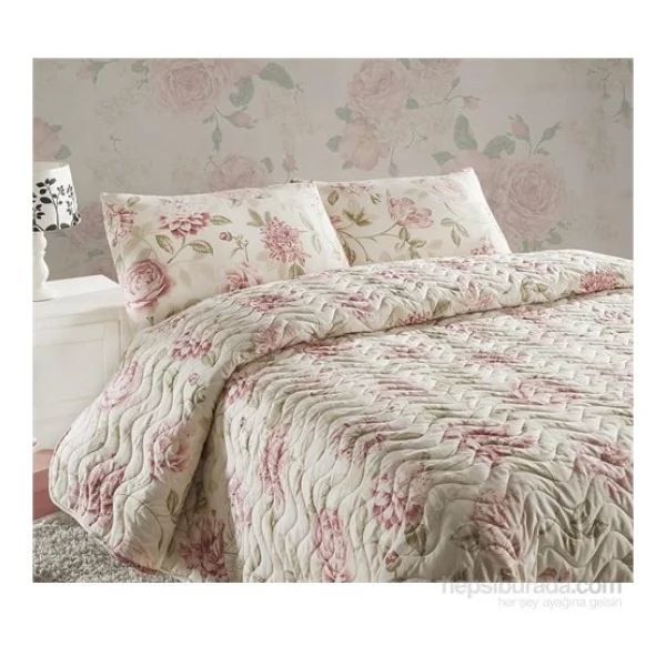 Enlora Home Tek Kişilik Kapitone Yatak Örtüsü Seti Care Pembe - Görsel 2