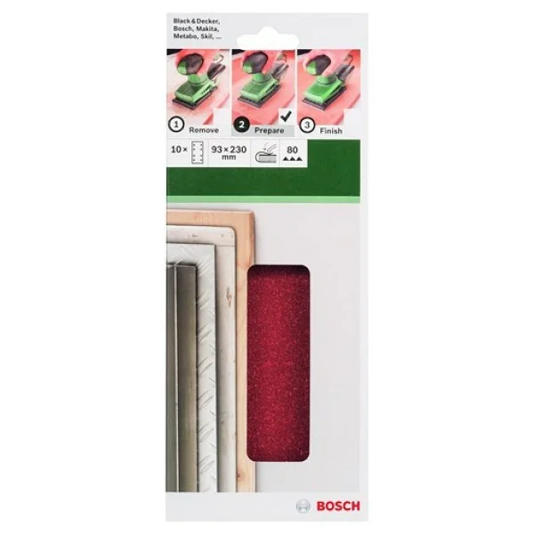 Bosch - Titreşimli Zımpara Kağıdı 10'lu, 93 x 230 mm 80 Kum 8 Delik - Görsel 3