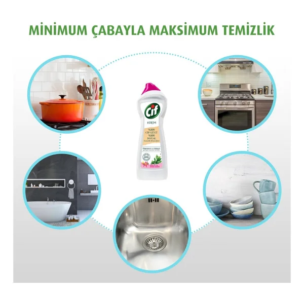 Cif Cleanboost Krem Temizleyici Frezya ve Müge Çiçeği 750 ml 3'lü - Görsel 4