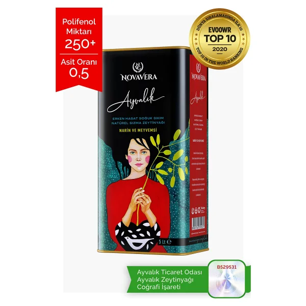 NovaVera Ayvalık Erken Hasat Natürel Sızma Zeytinyağı 5 lt - Görsel 3