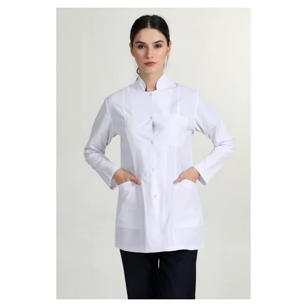 Başak Önlük Kadın Ceket Boy Hakim Yaka Doktor Hemşire Öğretmen Önlüğü Beyaz YŞN-1401 - 42 - Görsel 3