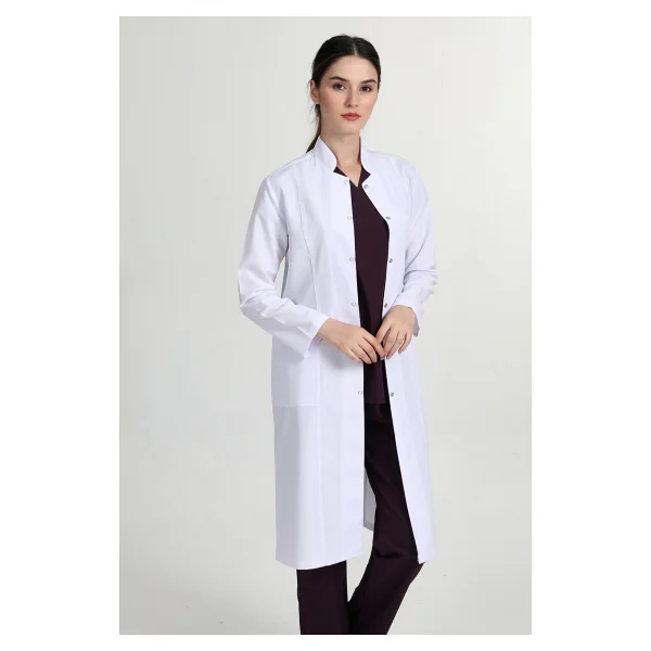 Başak Önlük Kadın Tesettür Hakim Yaka Doktor Hemşire Öğretmen Önlüğü Beyaz GMZ-1401 - 48 - Görsel 5