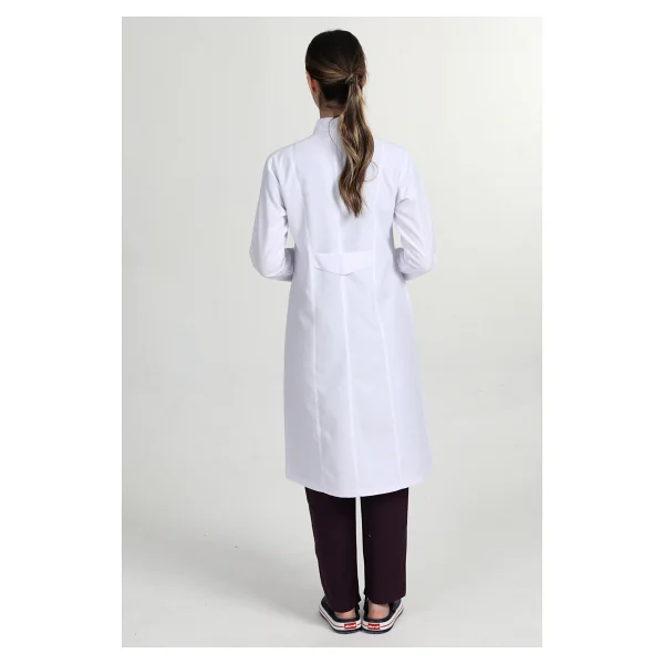 Başak Önlük Kadın Tesettür Hakim Yaka Doktor Hemşire Öğretmen Önlüğü Beyaz GMZ-1401 - 48 - Görsel 4