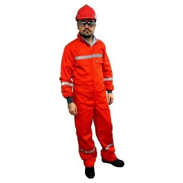 Orange Safety Mervem Bütün Iş Tulumu %100 Pamuk Reflektörlü - Turuncu - XL - Görsel 6