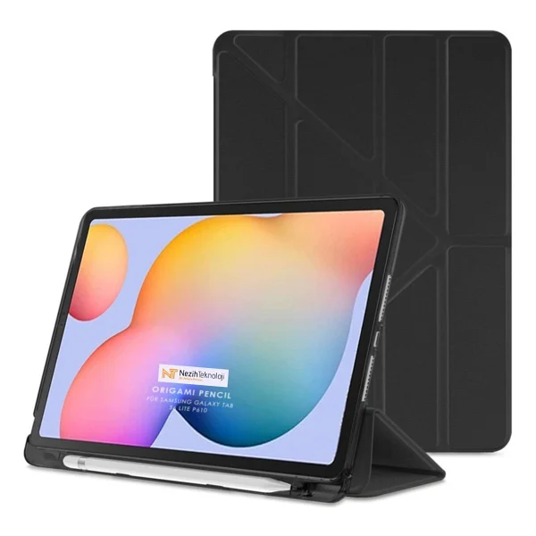 Nezih Case Samsung Galaxy Tab S6 Lite P610/P620 Uyumlu kalem bolmeli kapakli silikon kilif - Siyah - Görsel 6