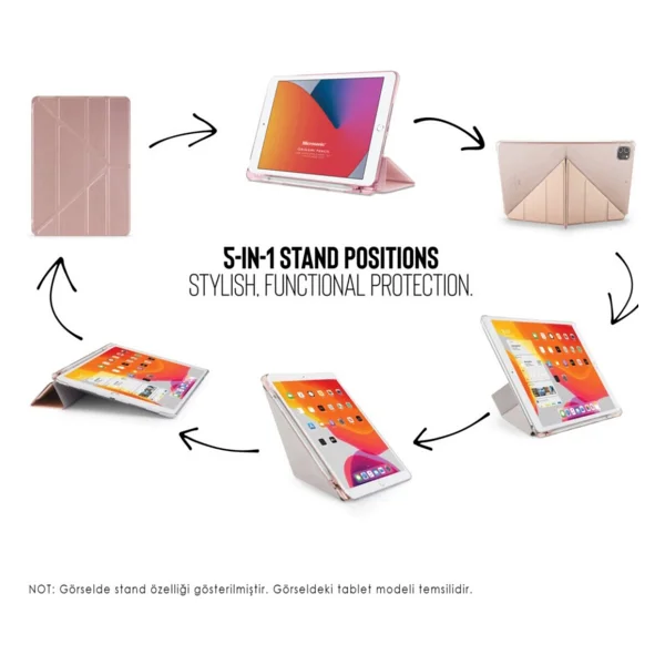 Nezih Case Samsung Galaxy Tab S6 Lite P610/P620 Uyumlu kalem bolmeli kapakli silikon kilif - Siyah - Görsel 5