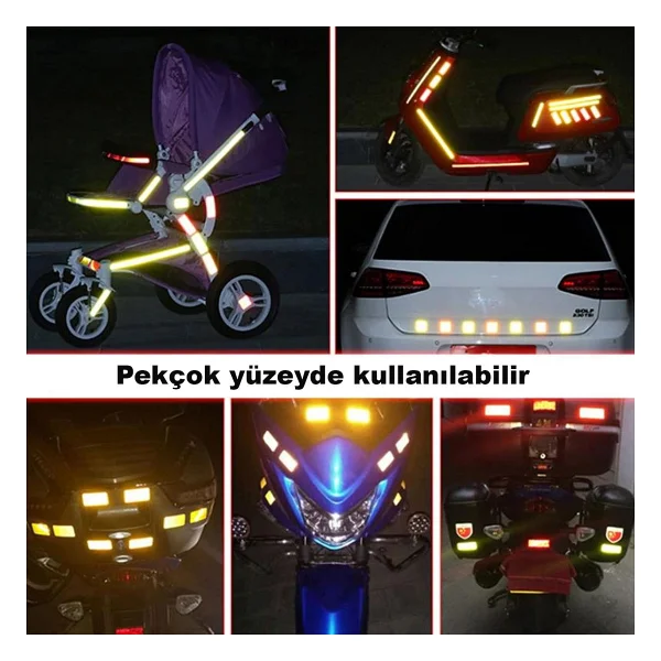Badem10 Tüvtürk Onaylı Reflektörlü Reflektif Fosforlu Şerit Bant Kırmızı Reflekte İkaz Bandı (5 METRE) - Görsel 3