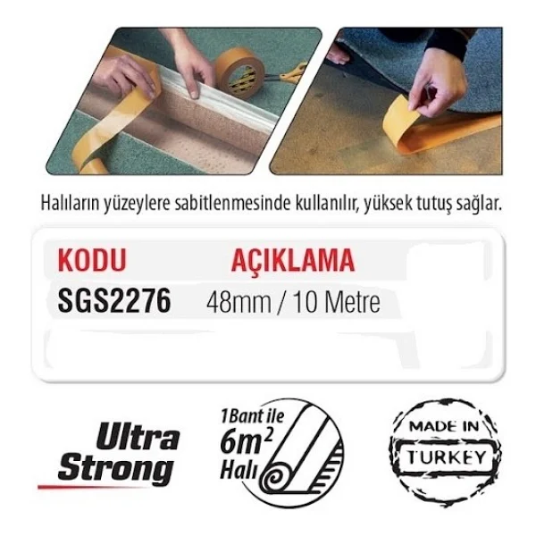 Sgs 2276 48 mm x 10 m Çift Taraflı Bant - Görsel 3
