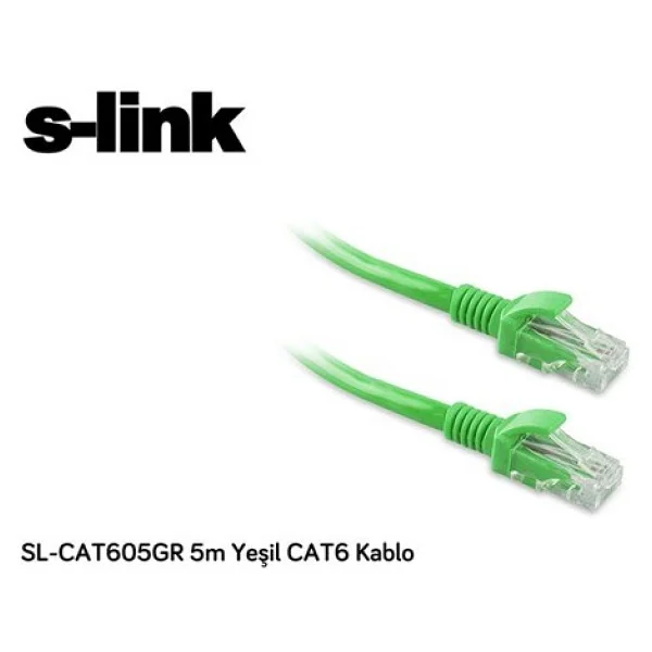 S-link SL-CAT605GR UTP 5m Yeşil CAT6 Patch Kablo - Görsel 2