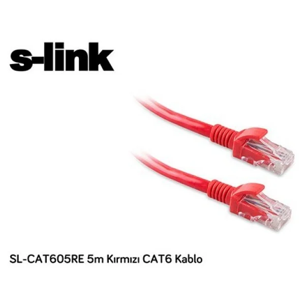 S-link SL-CAT605RE UTP 5 m Kırmızı CAT6 Patch Kablo - Görsel 2
