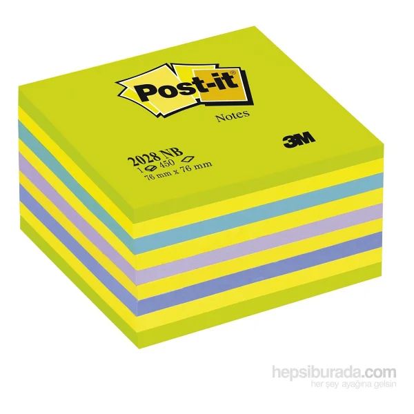 Post-it Küp Not, Gökkusagi Yesil Tonlari, 450 yaprak, 76x76mm - Görsel 2