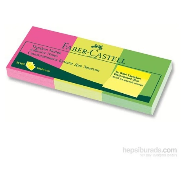 Faber Castell Faber-Castell Yapışkan Notluk 50X40Mm Karışık Fosforlu 3 Renk / - Görsel 2