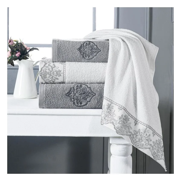 Schafer Joy Hamam Seti - 4 Parça - Gri - 80 x 150 cm - Görsel 4