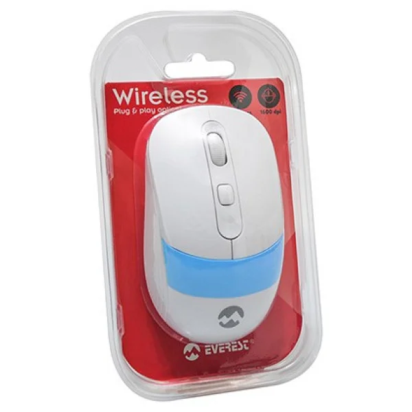 Everest SM-18 Beyaz-Mavi Optik Kablosuz Mouse - Görsel 5
