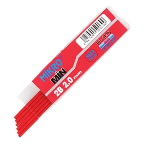Kalem Ucu 2.0mm 2B Mikro 2B Kalem Ucu 2mm Kırmızı 3 Adet - Görsel 3