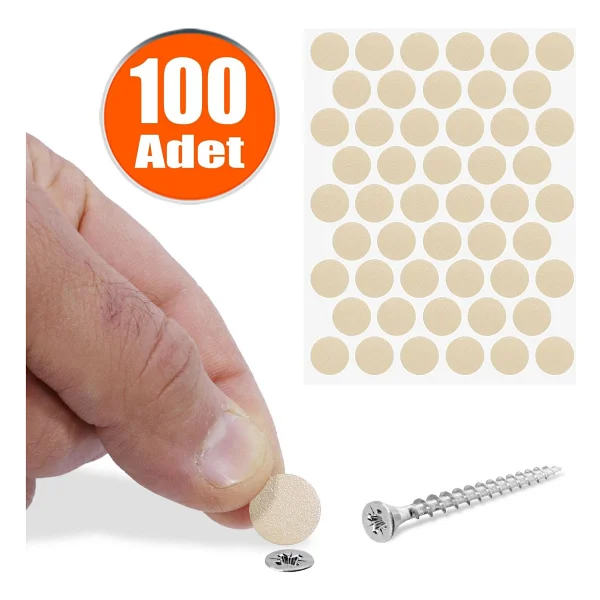 Badem10 Yapışkanlı Vida Tapası Tıpası Turuncu Vida Kapatıcı Kapağı (100 ADET) - Görsel 5