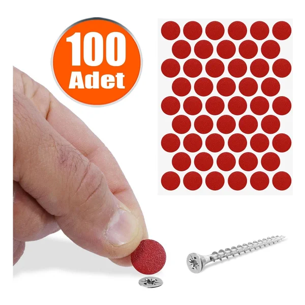 Badem10 Yapışkanlı Vida Tapası Tıpası Turuncu Vida Kapatıcı Kapağı (100 ADET) - Görsel 9