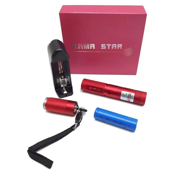 Kama Green Laser Pointer Şarjlı Güçlü Yeşil Lazer Metal Kasa - Kırmızı - Görsel 4
