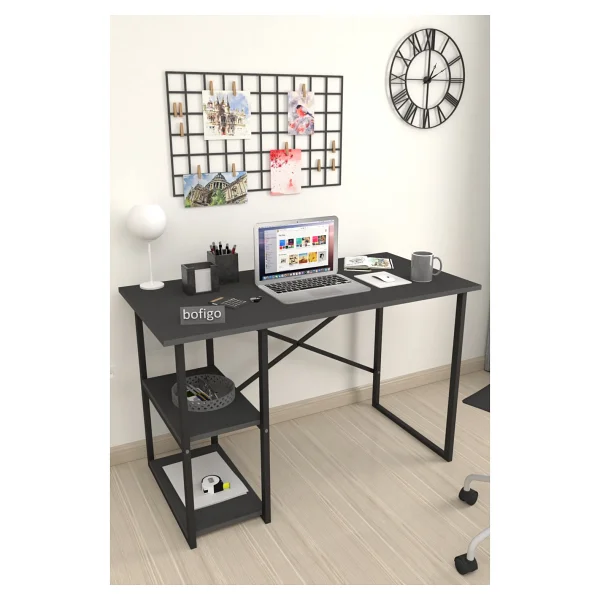 Bofigo Kafka 60x120 cm 2 Raflı Antrasit Çalışma Masası - Görsel 2