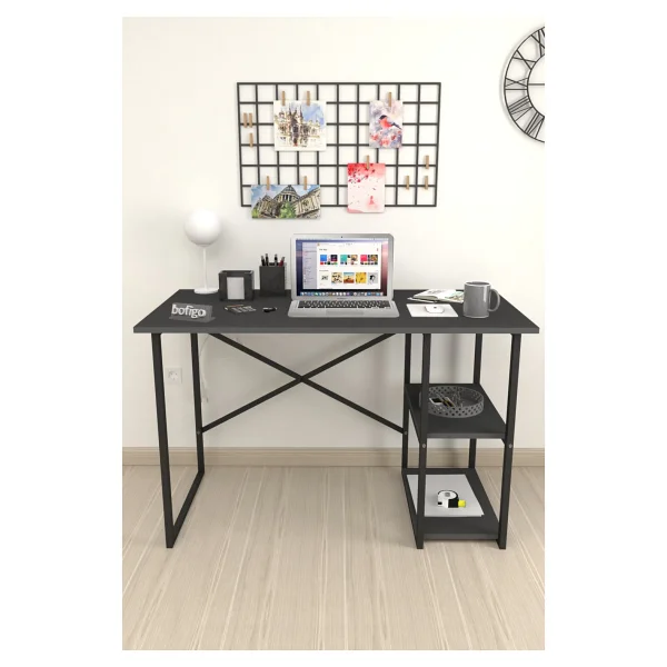 Bofigo Kafka 60x120 cm 2 Raflı Antrasit Çalışma Masası - Görsel 4